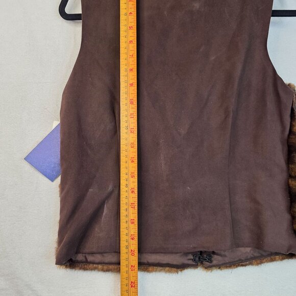 90s Small Y2K Faux Fur Vest Chocolate Brown Catherine Stewart Vintage Deadstock - Picture 7 of 8